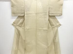 アンティーク　亀甲に抽象模様織り出し夏十日町紬着物